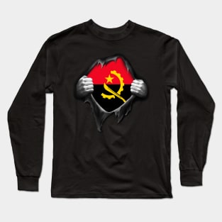 Angola Flag Angolan Roots DNA Pride Gift Long Sleeve T-Shirt